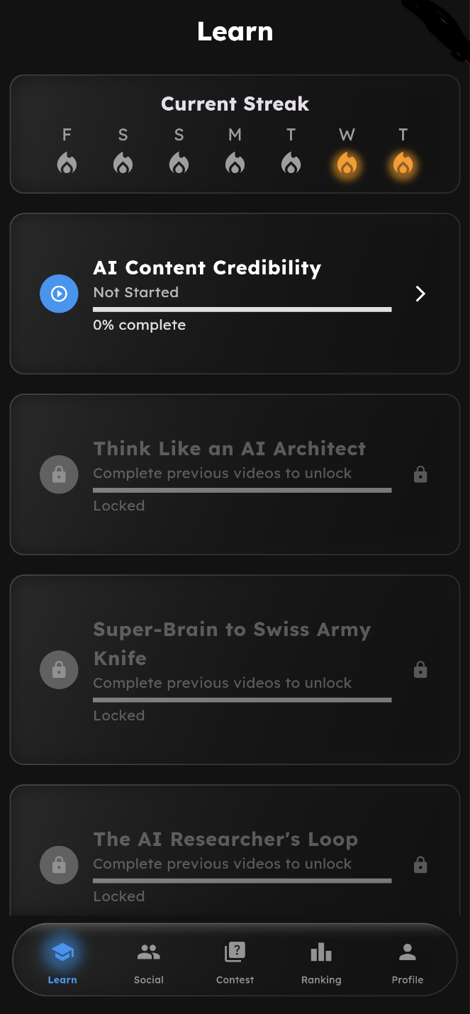 Cognein app interface showing personalized learning